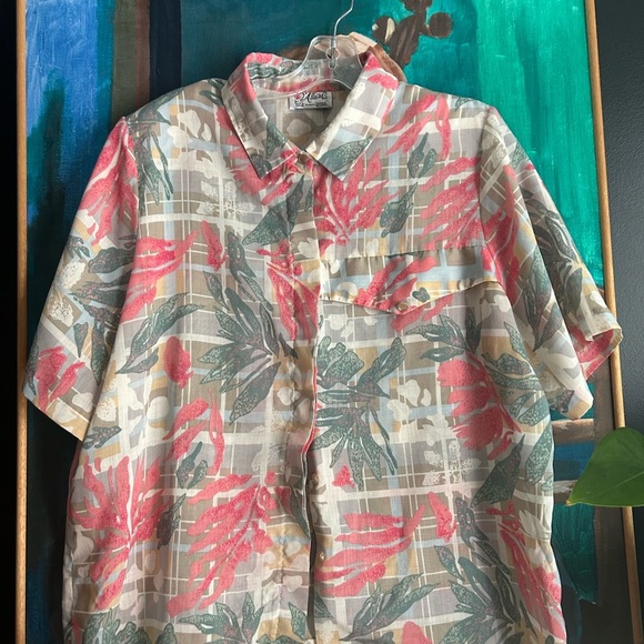 D’Allairds Tropical Print Short Sleeve Blouse L - Picture 4 of 16